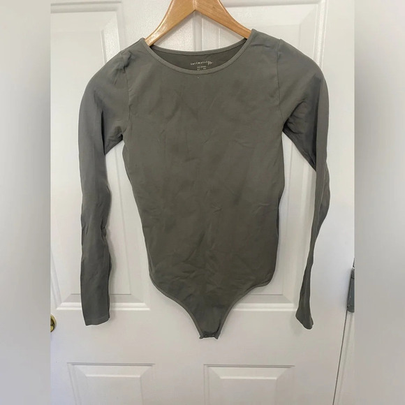 Womens Gray Free People Intimately Thong Base Layer Long Sleeve Bodysuit Small - Picture 1 of 3